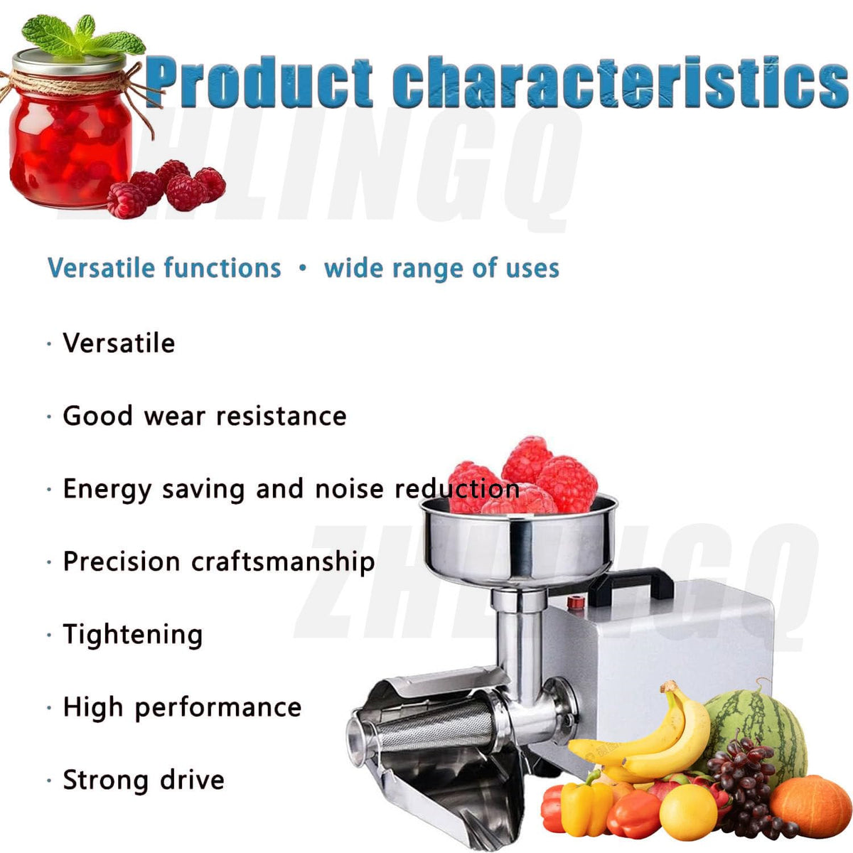 450W Electric Tomato Strainer and Press Stainless Steel Q6519