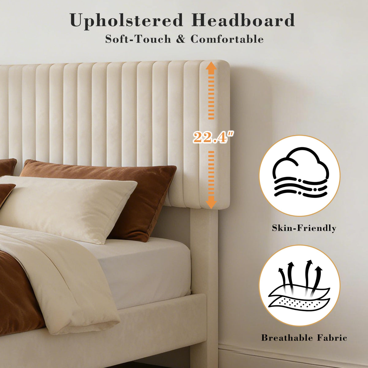 King Size Velvet Upholstered Bed Frame with Headboard J3881