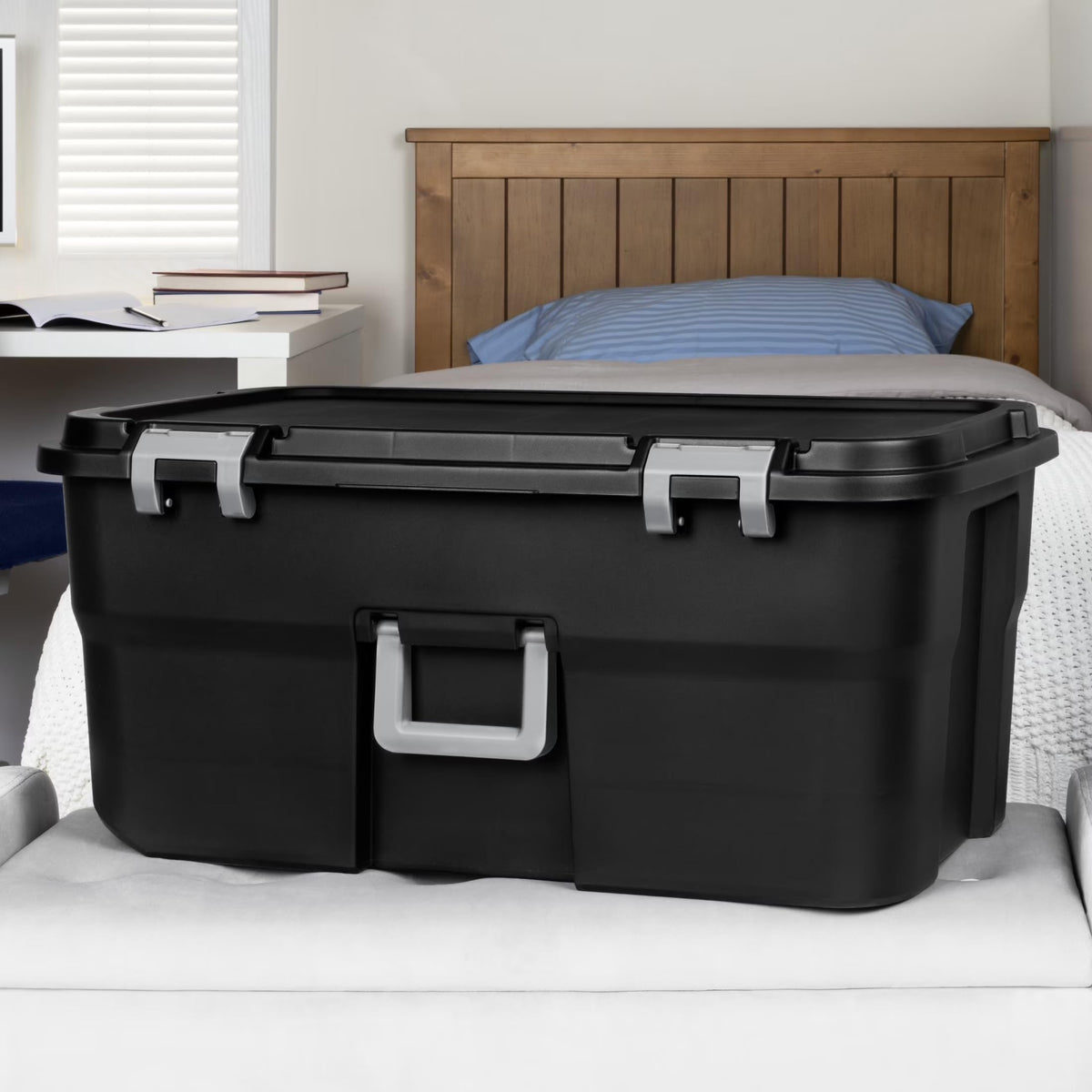 22 Gallon Black Wheeled Plastic Storage Trunk T60944