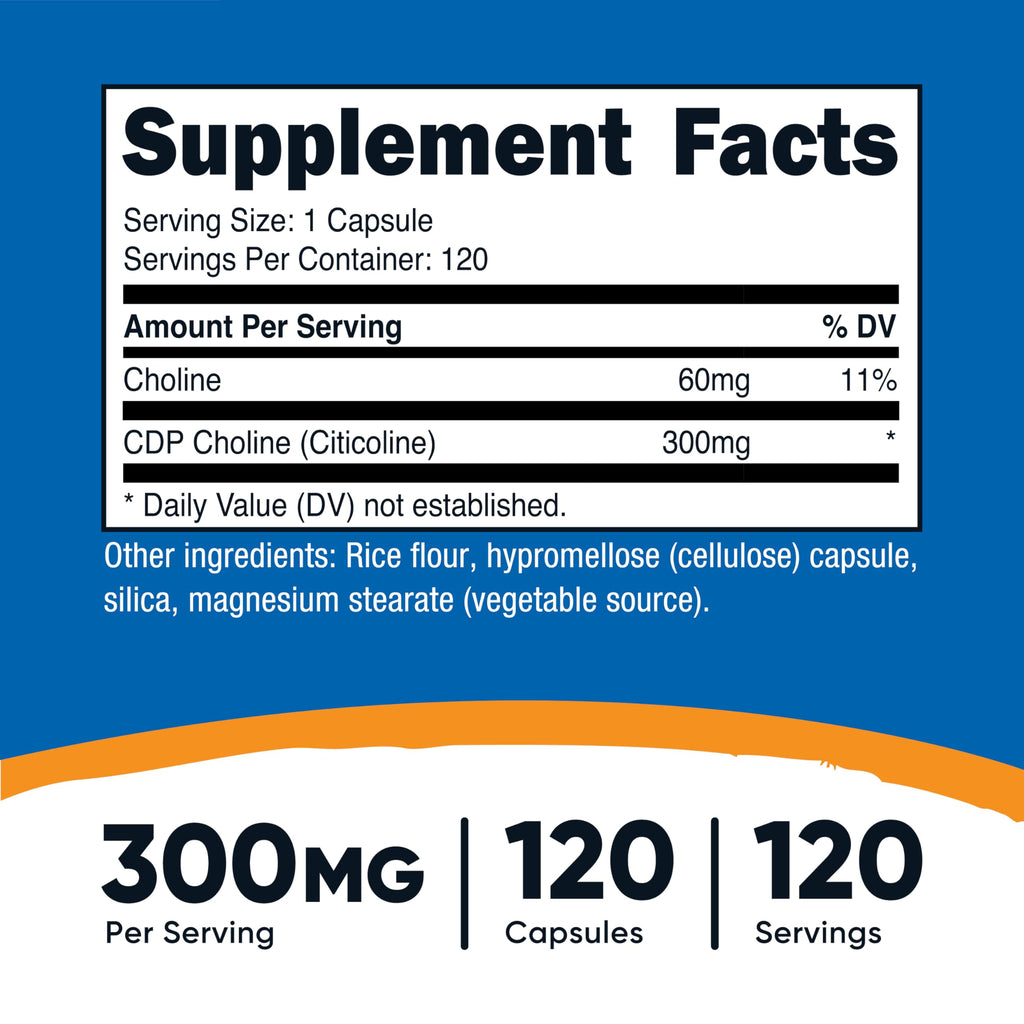CDP Choline 300mg 120 Vegetarian Capsules Z54710
