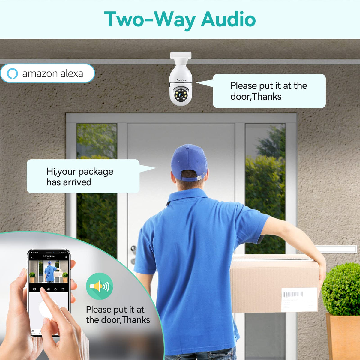 Light Bulb Security Camera 2K 3MP WiFi 360° Color Night Vision Two-Way Talk B51351