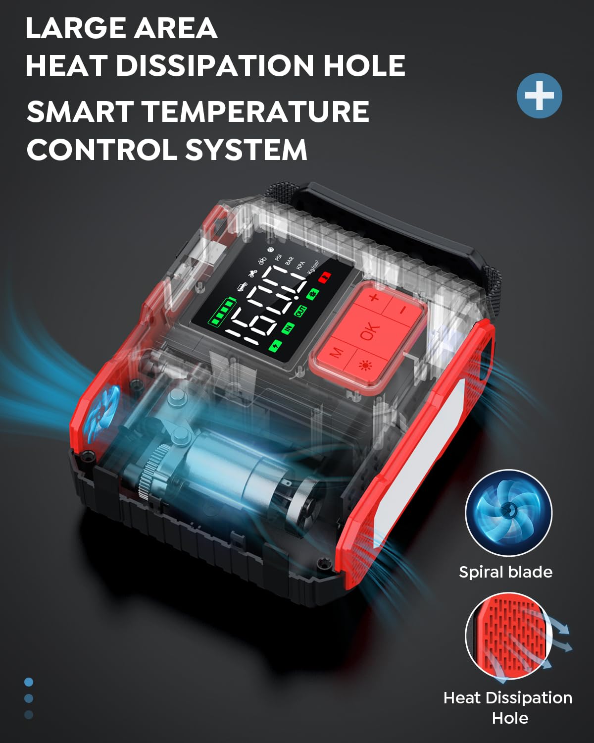 Car Jump Starter with Air Compressor 9000A Peak 26800mah 160PSI 12V N12705