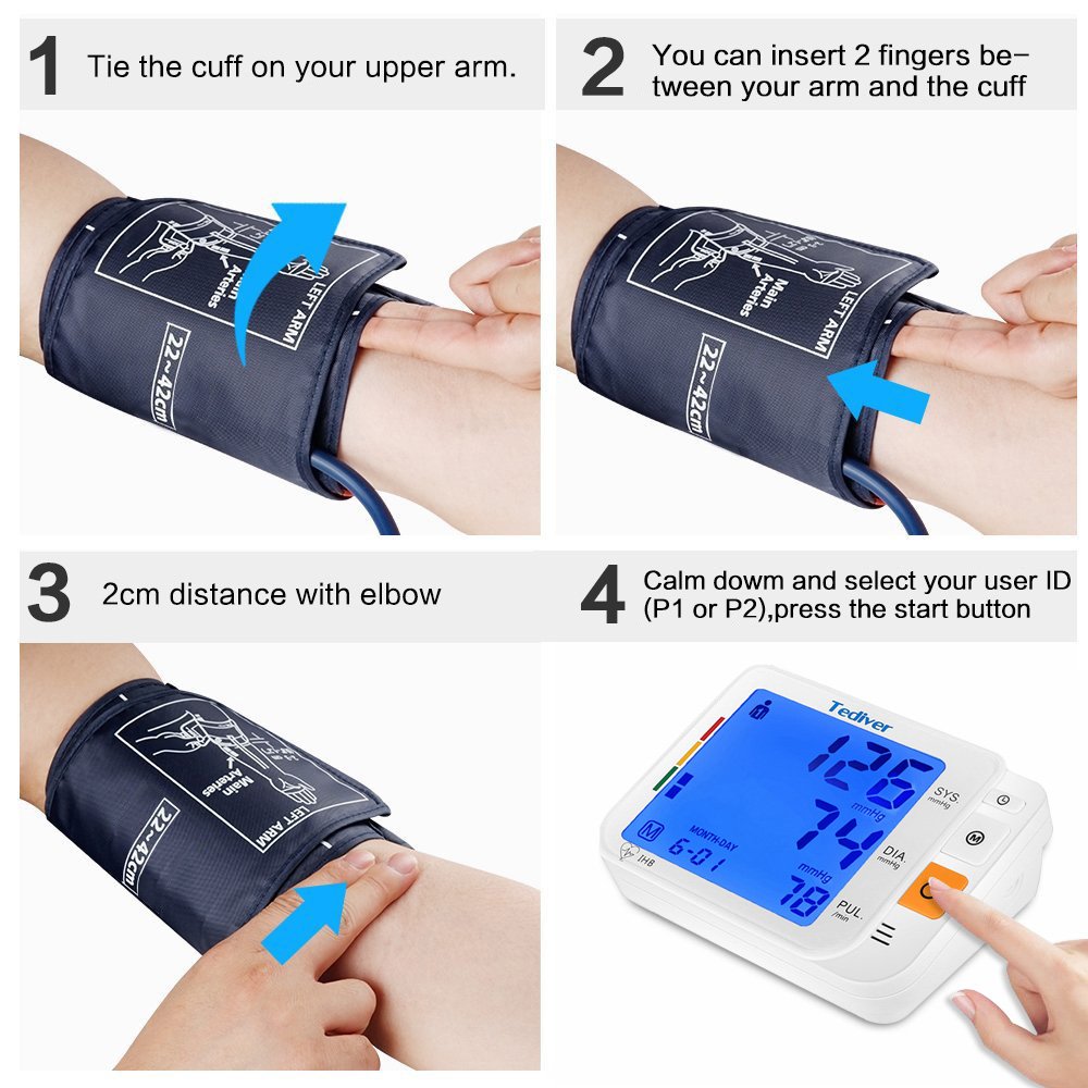 Digital Blood Pressure Monitor, Large Cuff, Upper Arm Blood Pressure Machine D488