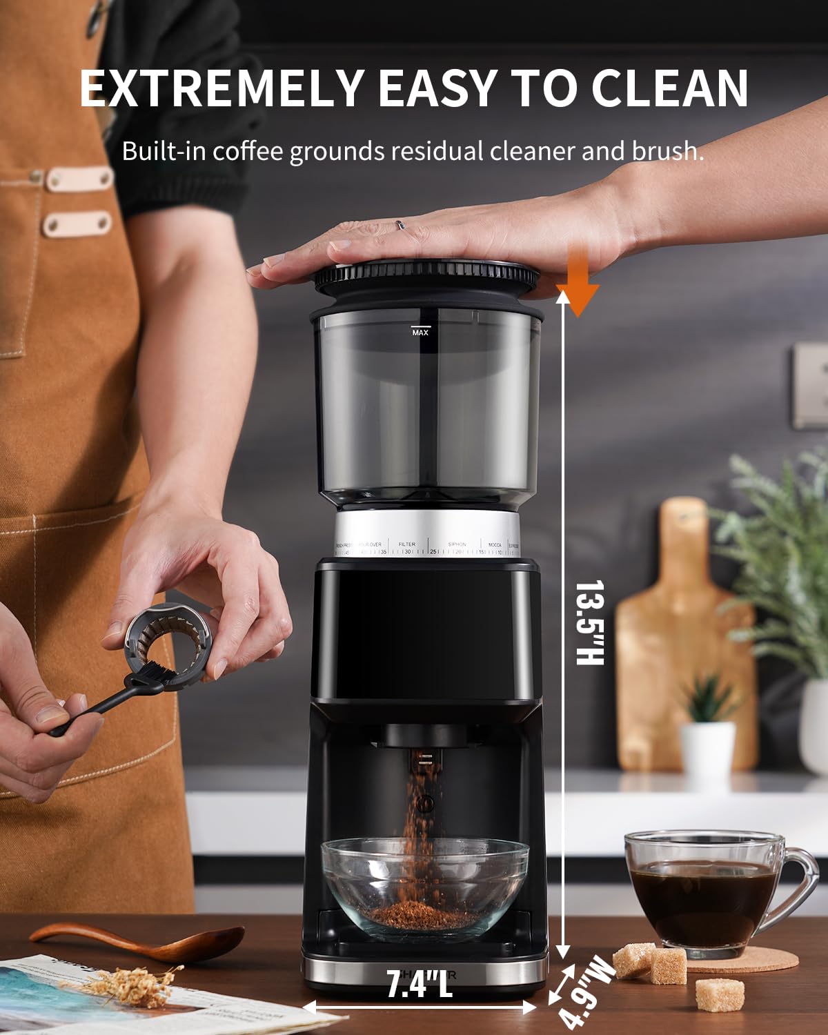 Electric Conical Burr Coffee Grinder with Timer L644070