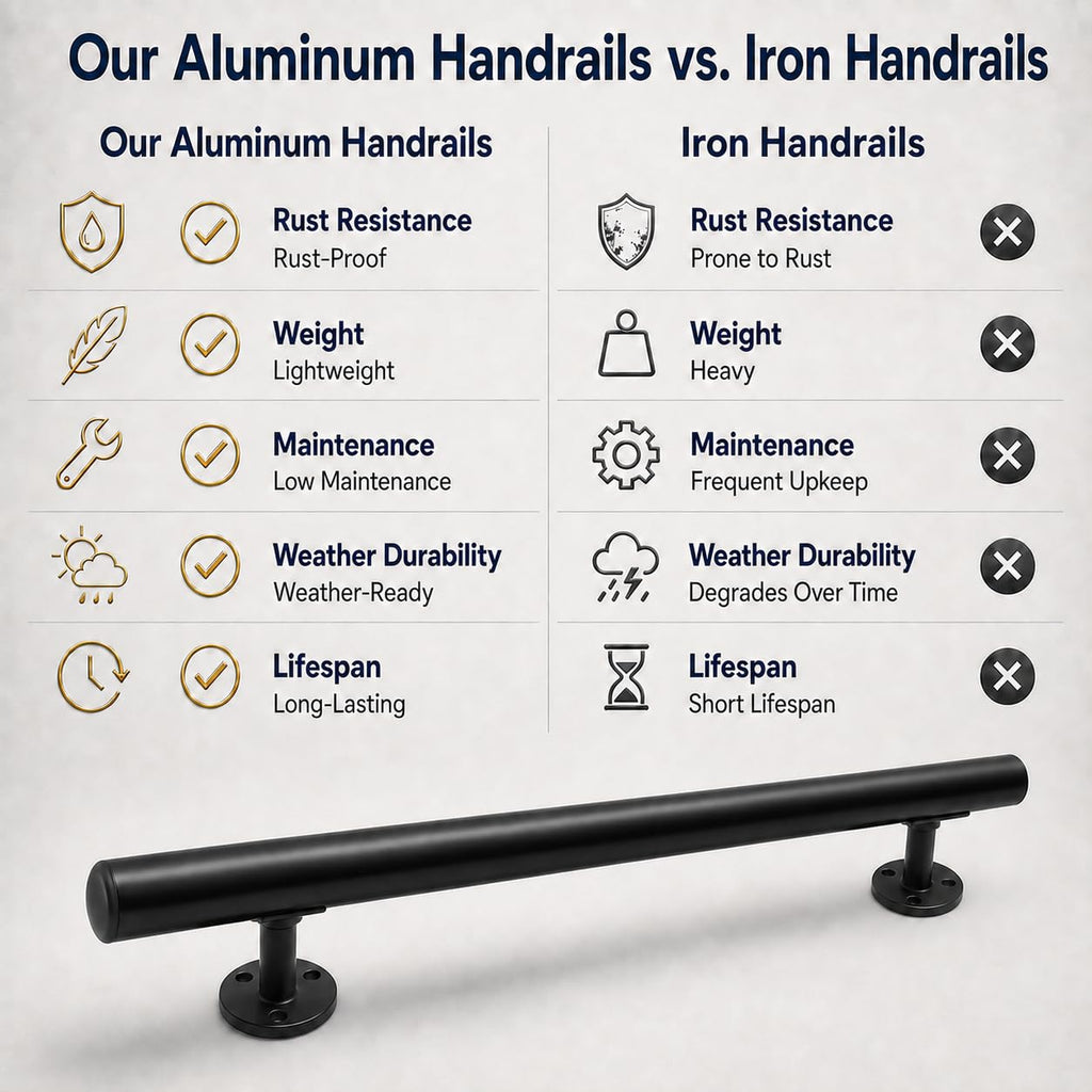 6FT Black Aluminum Stair Handrail Kit P911