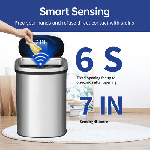 13 Gallon Stainless Steel Trash Can with Lid S90520