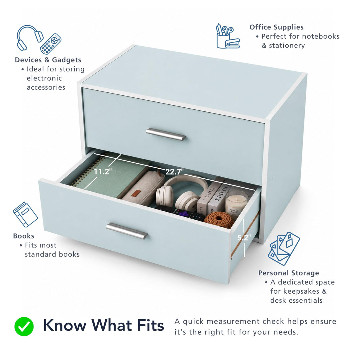 2-Drawer Wooden Stackable Storage Drawers Z9998
