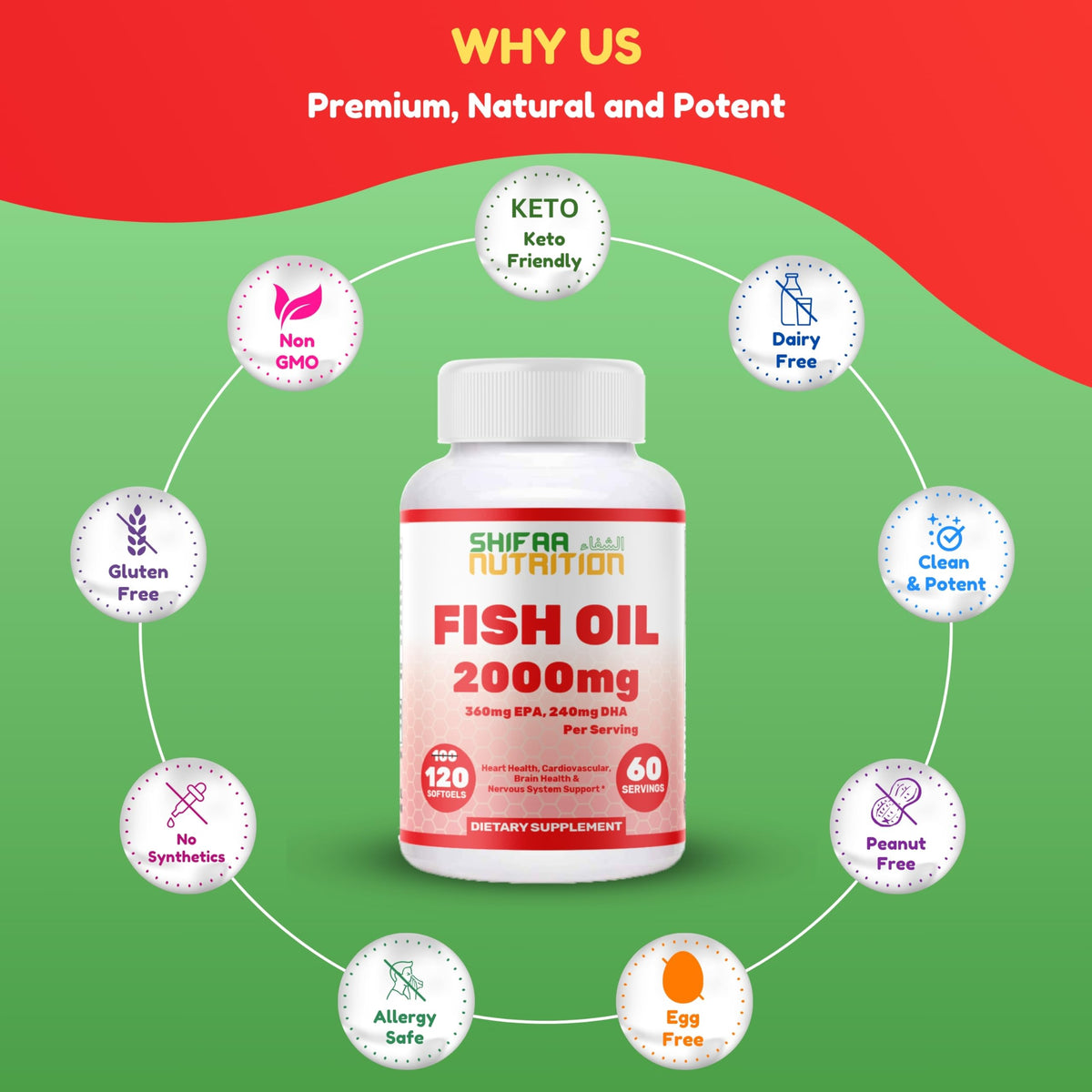 Omega 3 Fish Oil 2000mg 120 Softgels O407