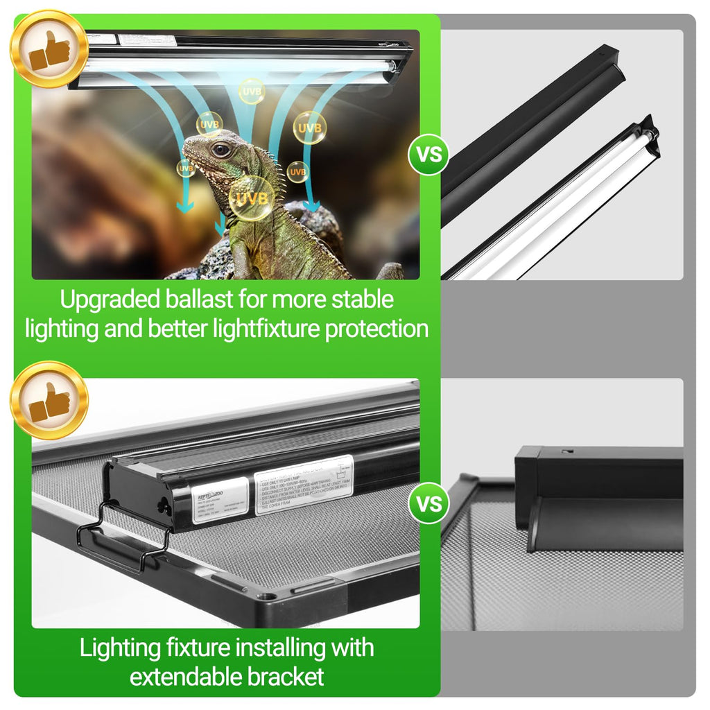 UVB Reptile Light T5 HO Combo Kit with 10.0 UVB Tube Bulb 24W-22Inch E17758