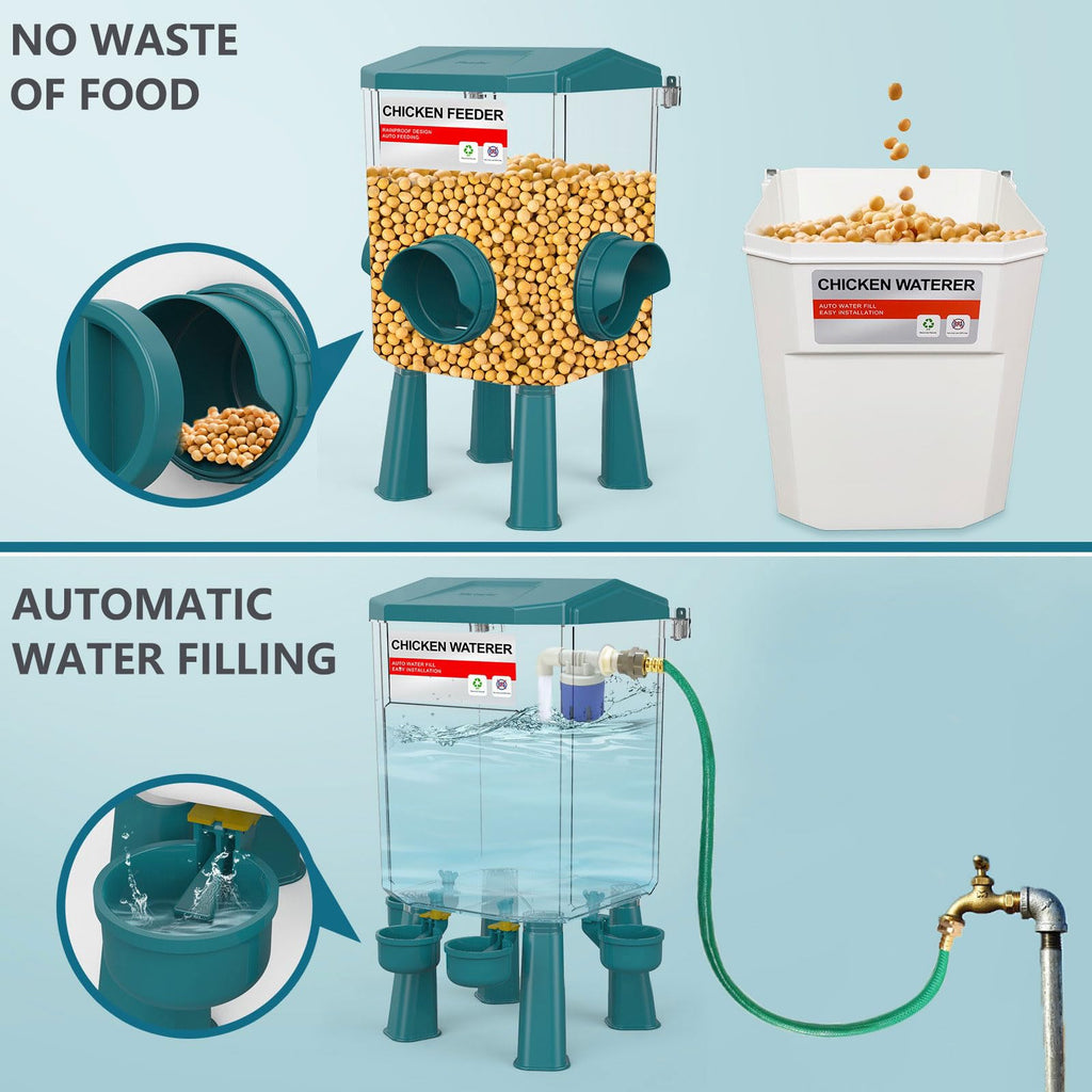 Automatic Chicken Waterer & No Waste Feeder Kits, 3 Gallon K982737