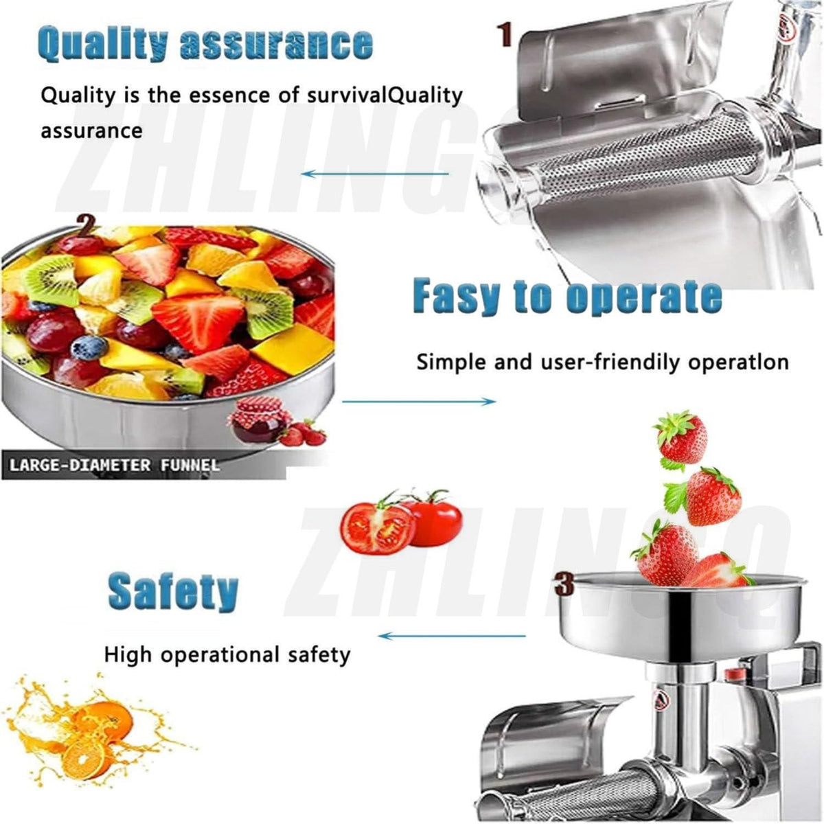 450W Electric Tomato Strainer and Press Stainless Steel Q6519