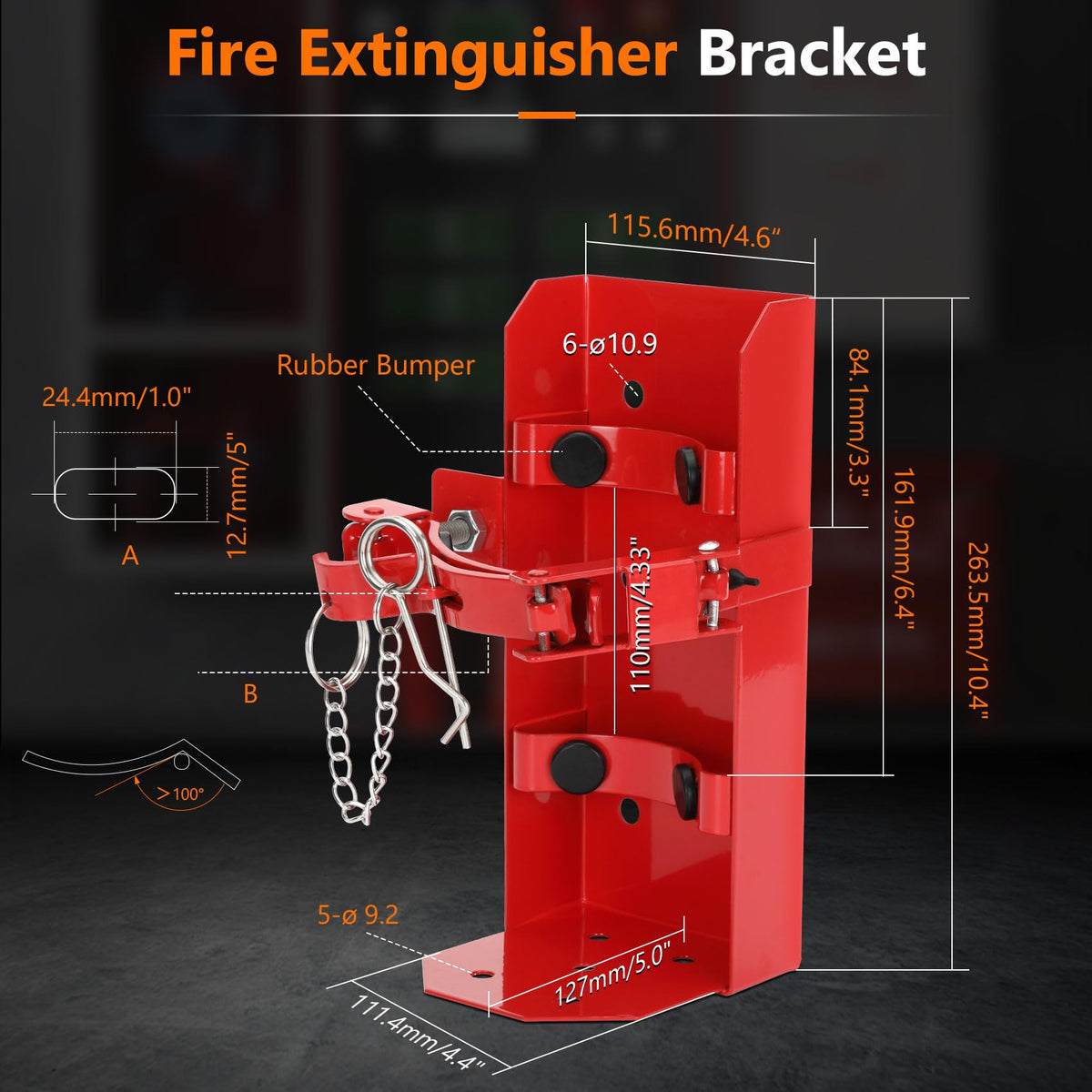 Heavy Duty Fire Extinguisher Brackets & Mounts Steel Red Y58244