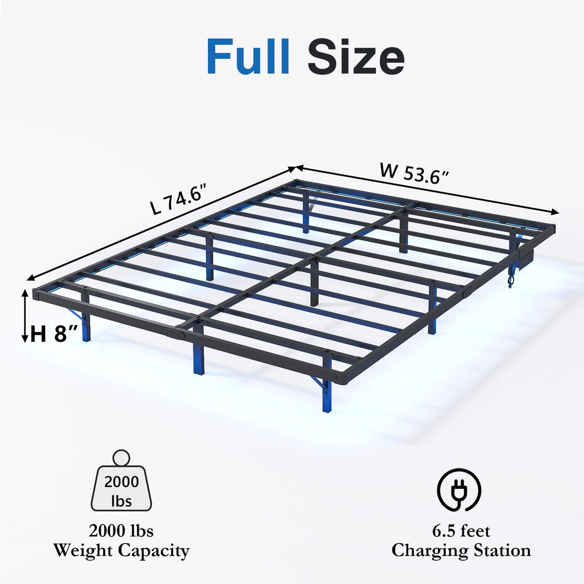 8 inch Floating Bed Frame Full with Charging Station C863206