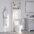 White Over the Toilet Storage Cabinet with Adjustable Shelf B609366