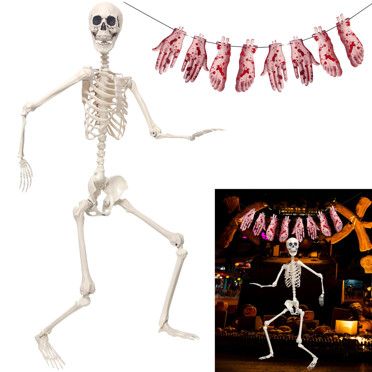 5.4Ft Poseable Skeleton Plastic Human Bones Y976