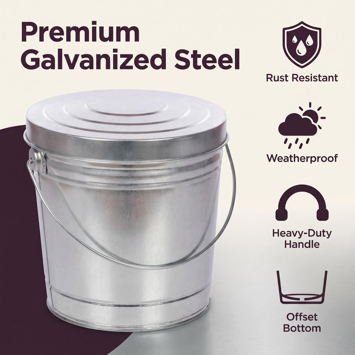 6 Gallon Galvanized Steel Storage Can with Locking Lid C643