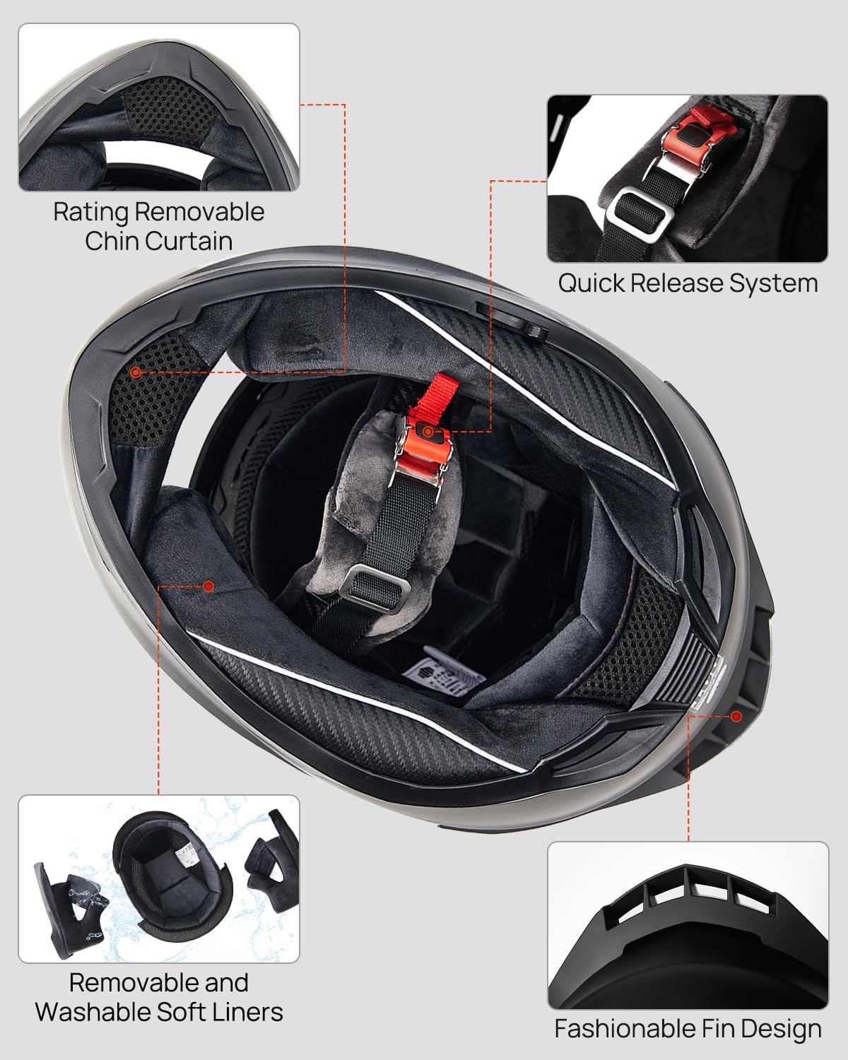 Full Face Motorcycle Helmet DOT Anti-Fog Pinlock W504623