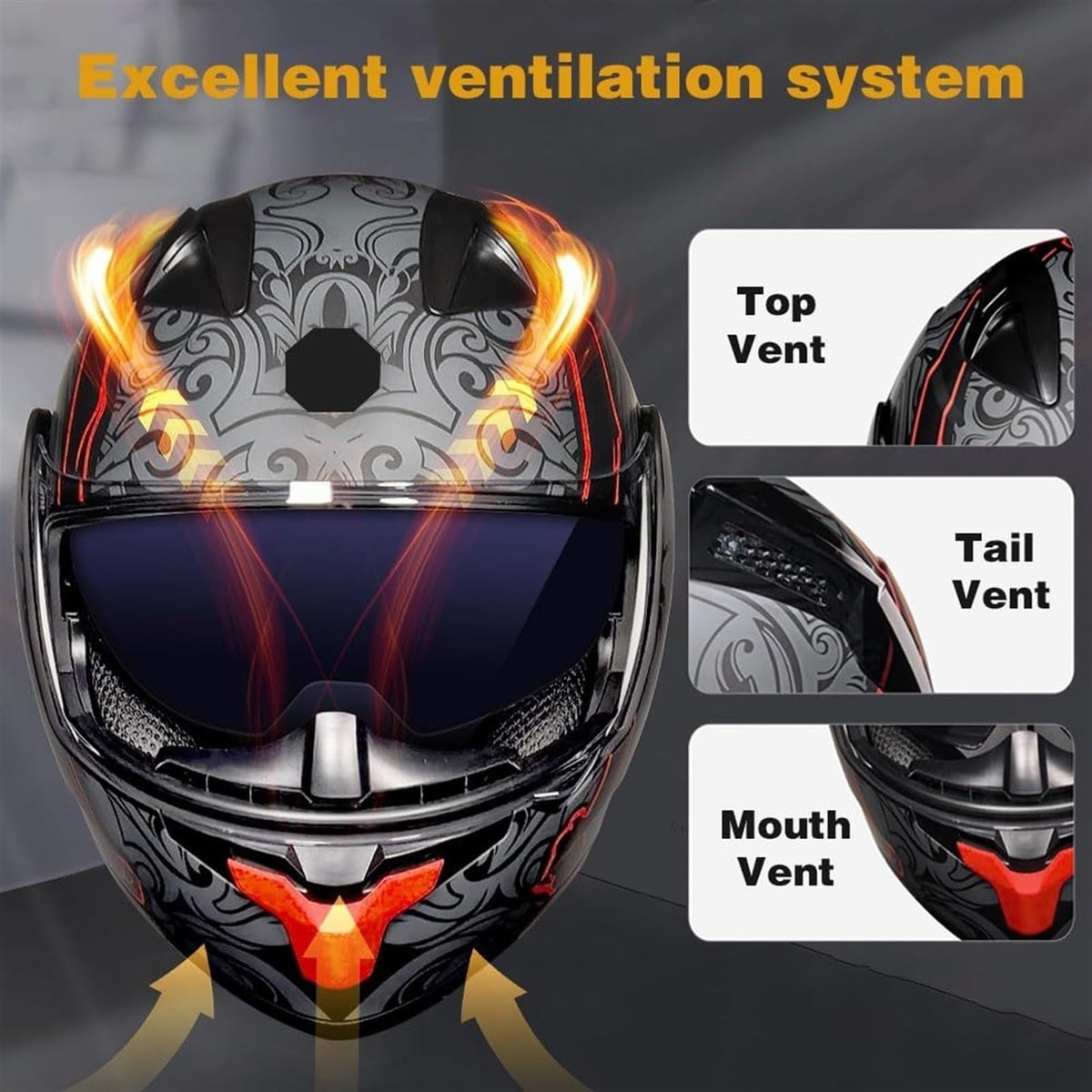 Bluetooth Modular Flip Up Full Face Motorcycle Helmet with Dual Visor Z7188