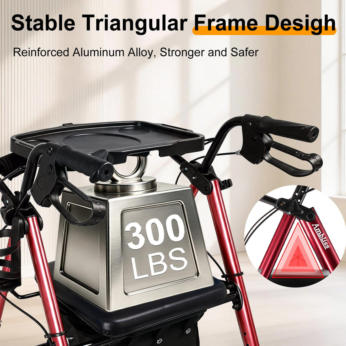Foldable Rollator Walker with Seat & Tray J754296