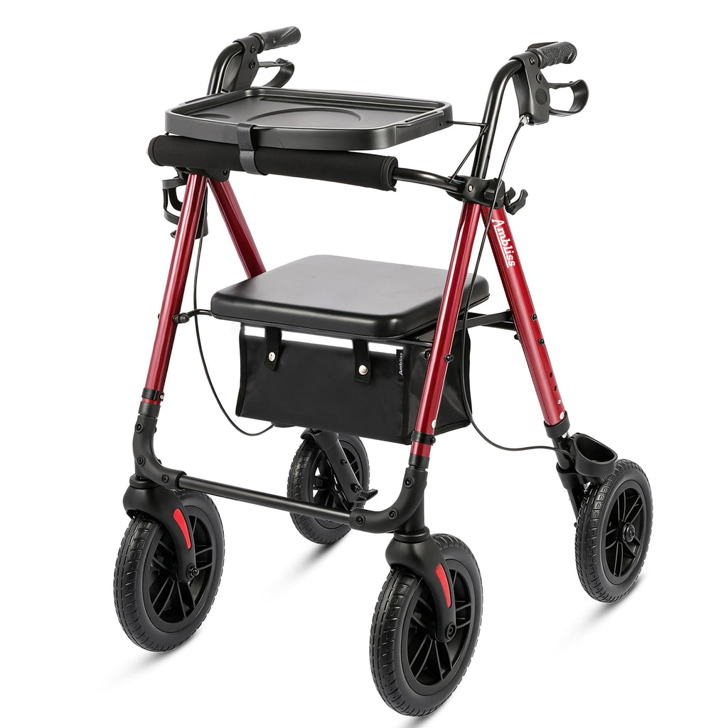Foldable Rollator Walker with Seat & Tray J754296