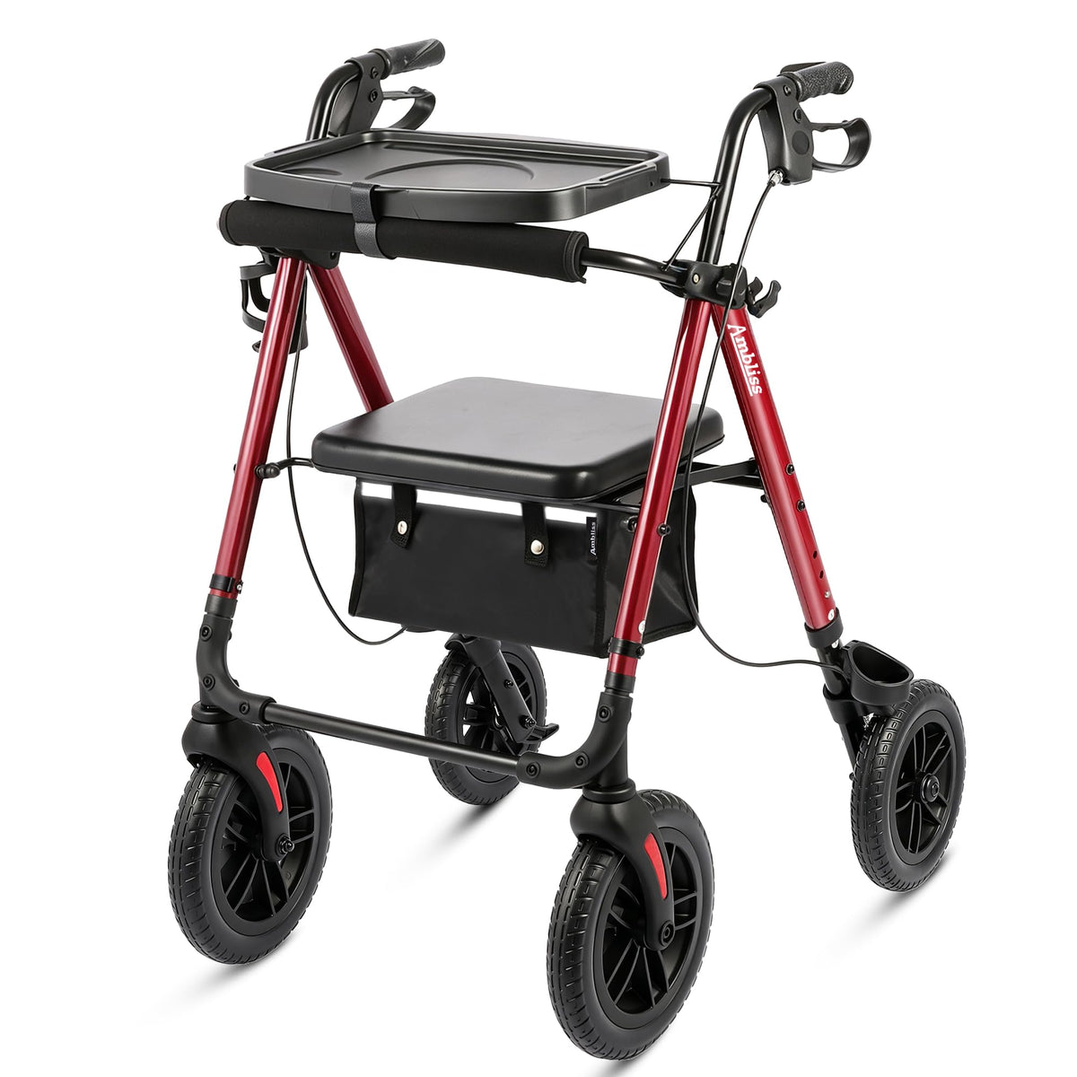 Foldable Rollator Walker with Seat & Tray J754296
