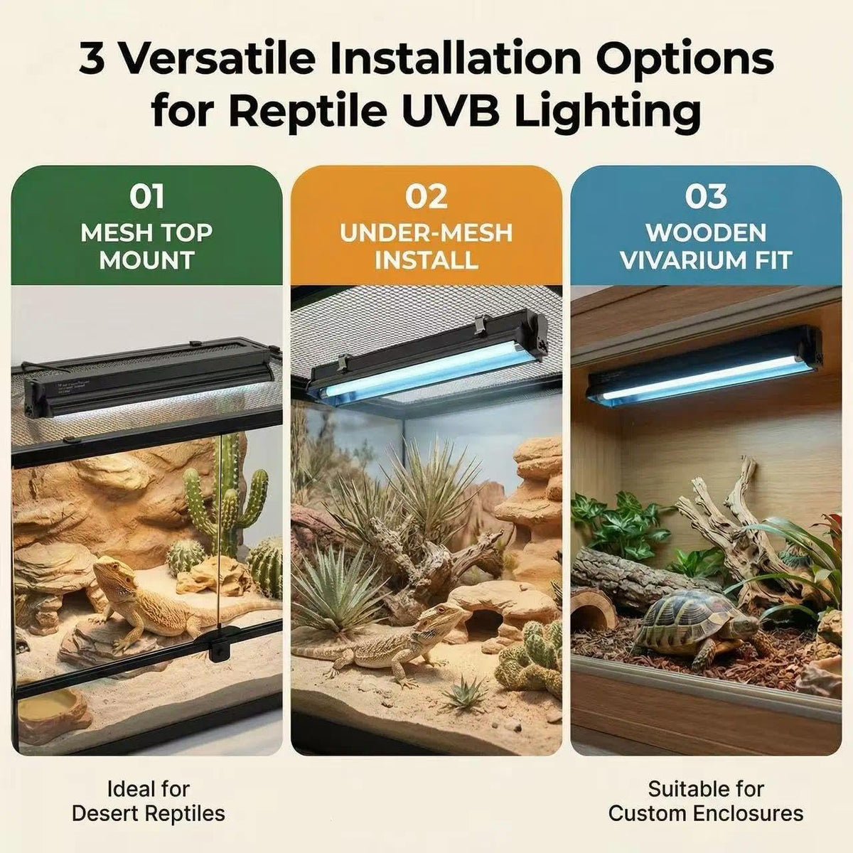 8W 10.0 12 Inch T5 UVB Reptile Light Fixture with Bulb H1102