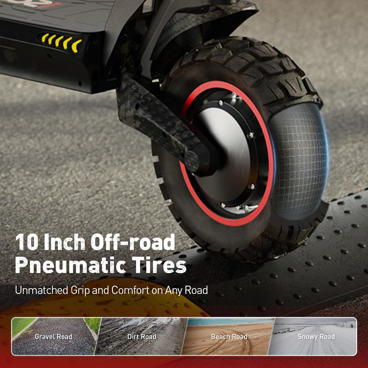 Electric Scooter with Off-Road Tires, Dual Suspension & Brakes O46643