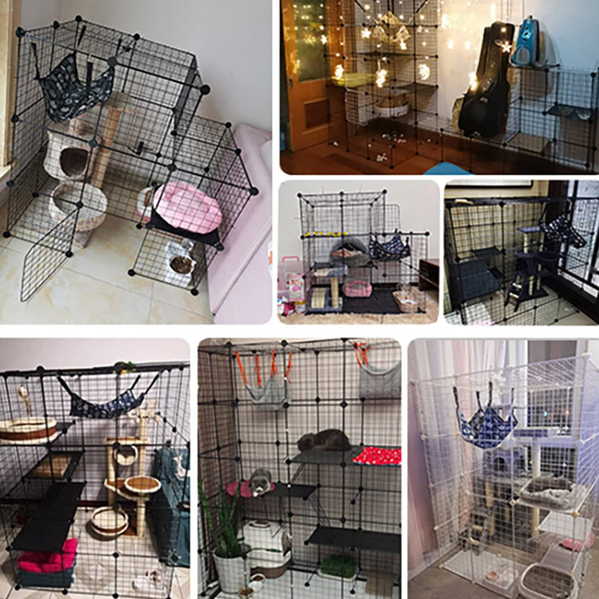 Cat Cage Indoor Playpen Metal Wire Kennel Small Animal Crate S70367