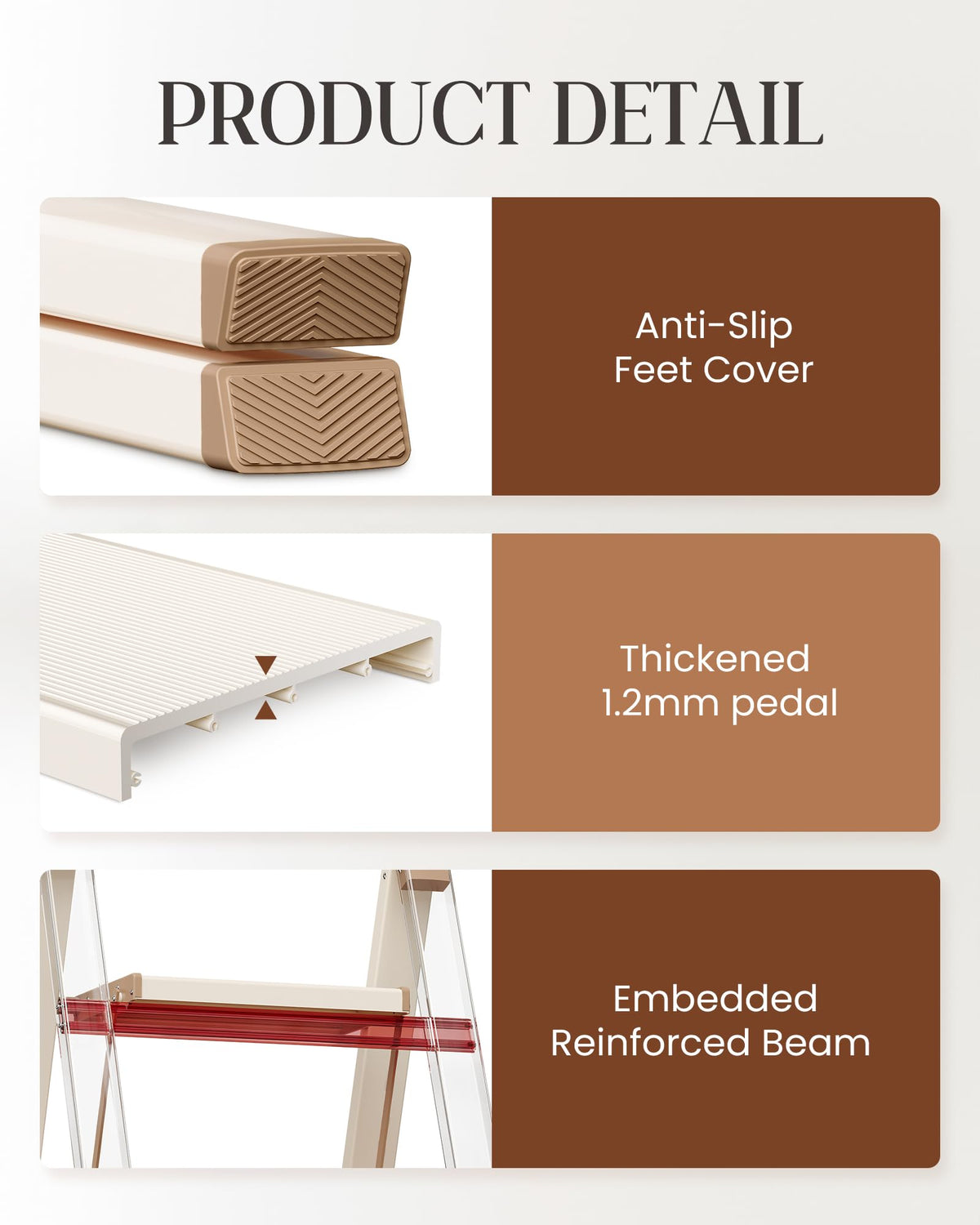 4 Step Ladder with Anti-Slip Wide Pedal H955