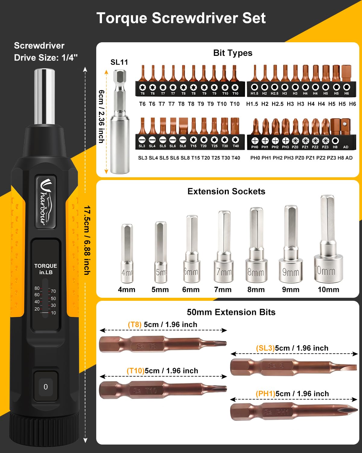 10-80 in.lb Torque Screwdriver Set R23243