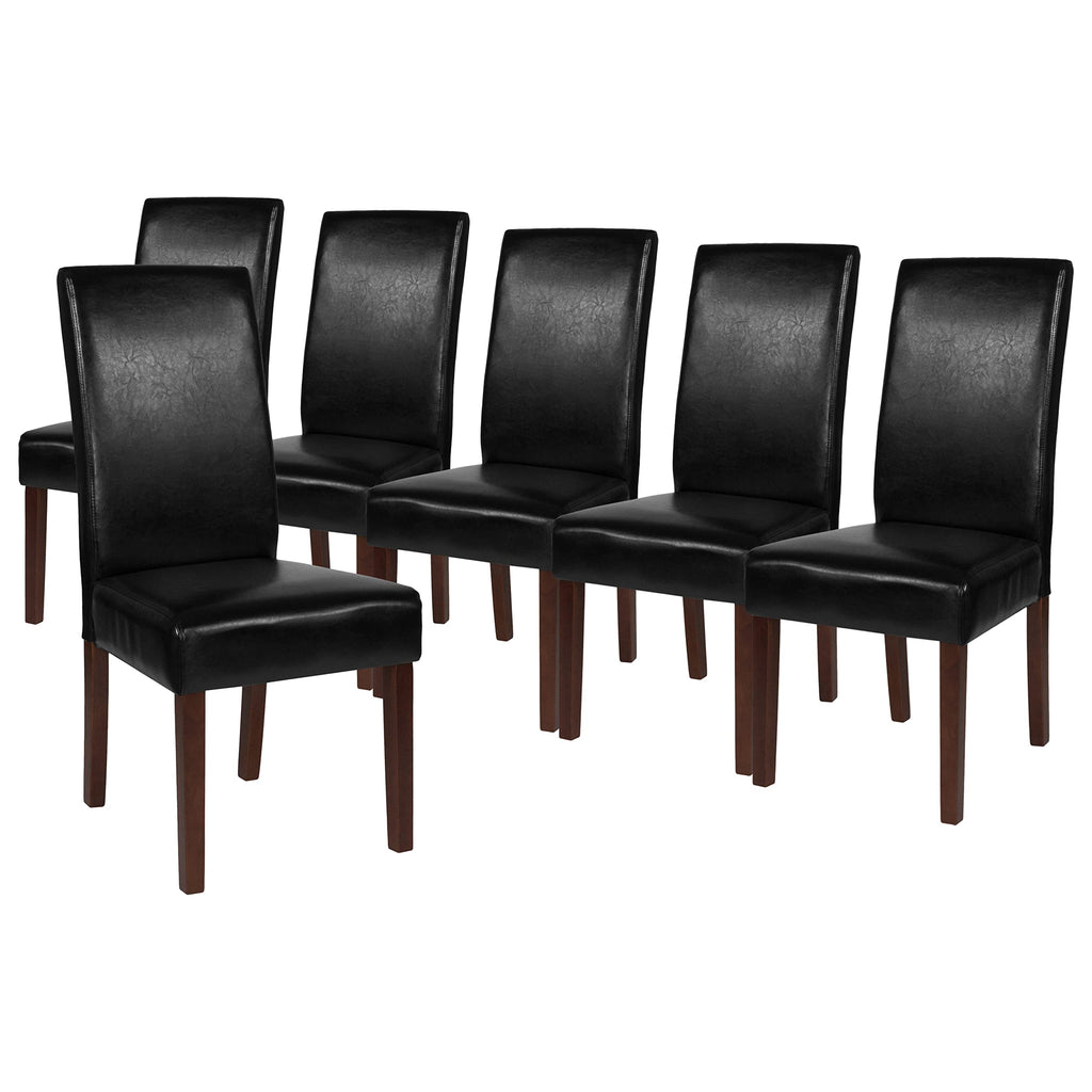 Black Faux Leather Parsons Chair 6-Pack W108624