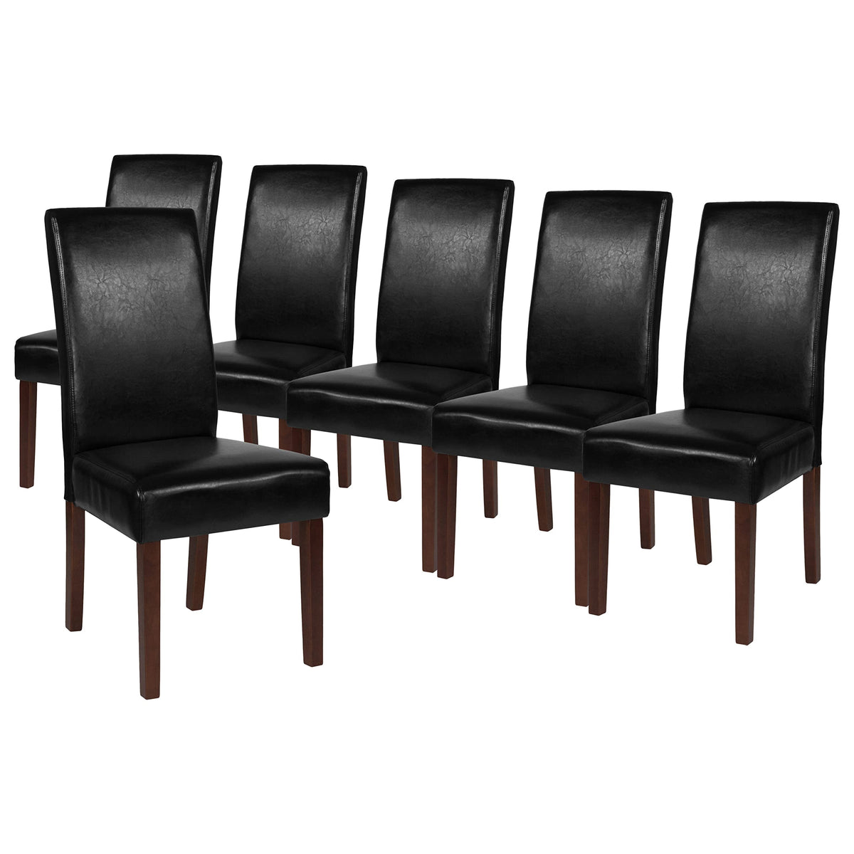 Black Faux Leather Parsons Chair 6-Pack W108624