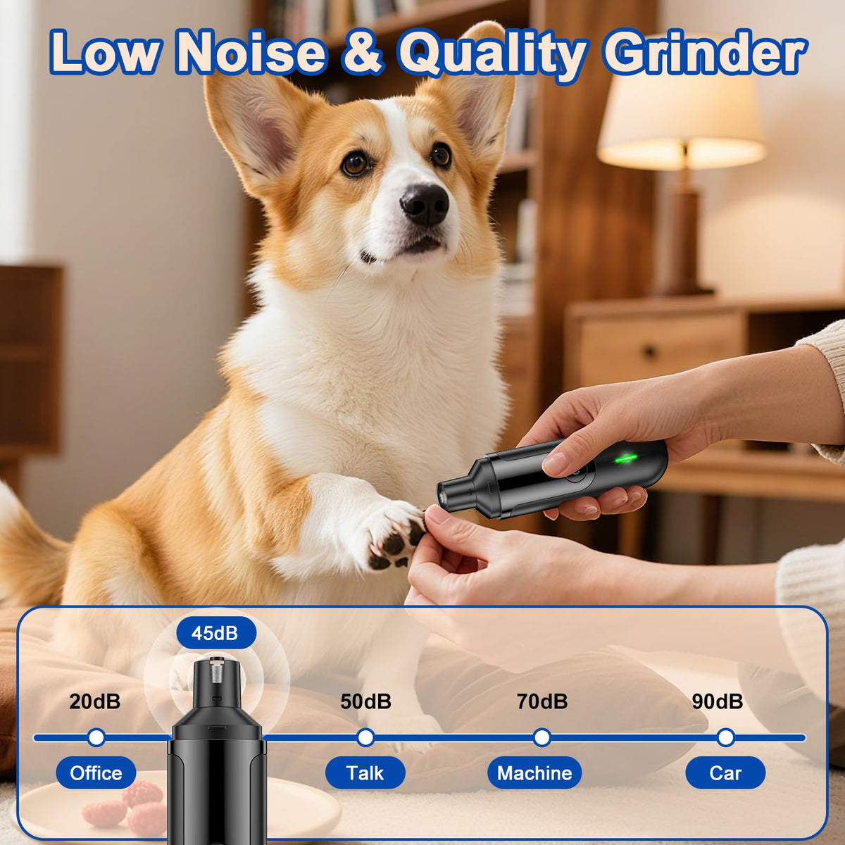 Quiet Low-Vibration Dog Nail Grinder Black L572220
