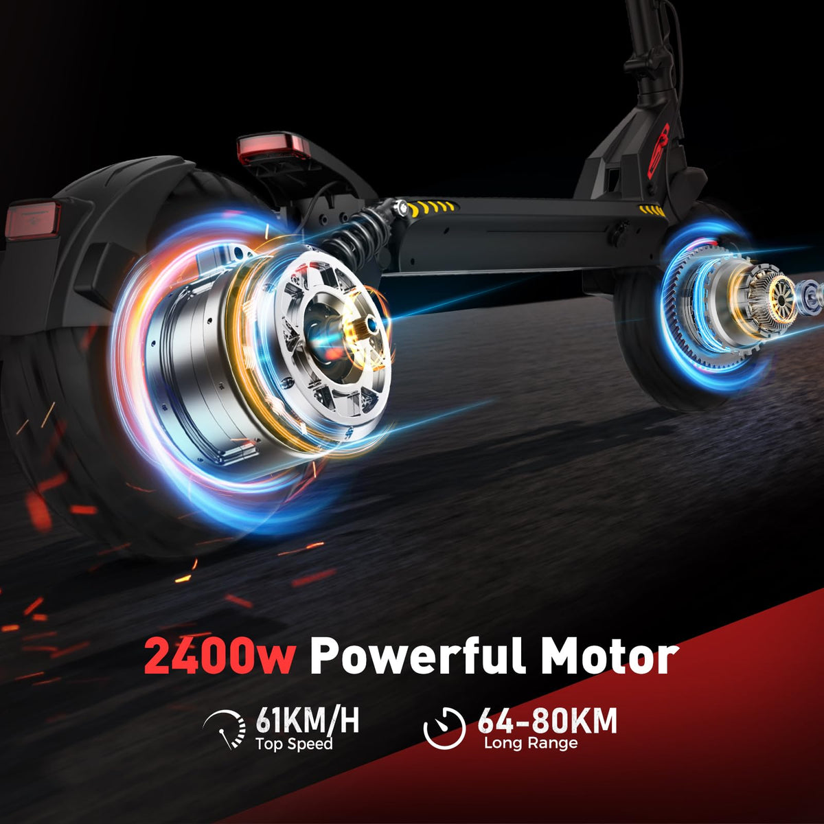 Electric Scooter with Off-Road Tires, Dual Suspension & Brakes O46643