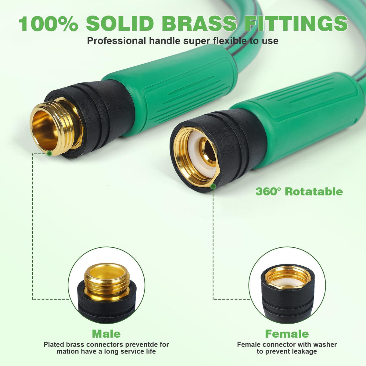 Heavy Duty 5/8 in x 100 FT Hybrid Rubber Garden Hose W113