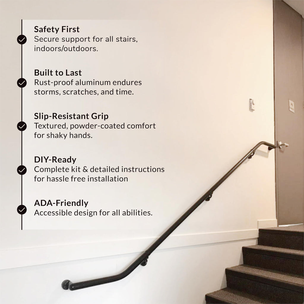 6FT Black Aluminum Stair Handrail Kit P911