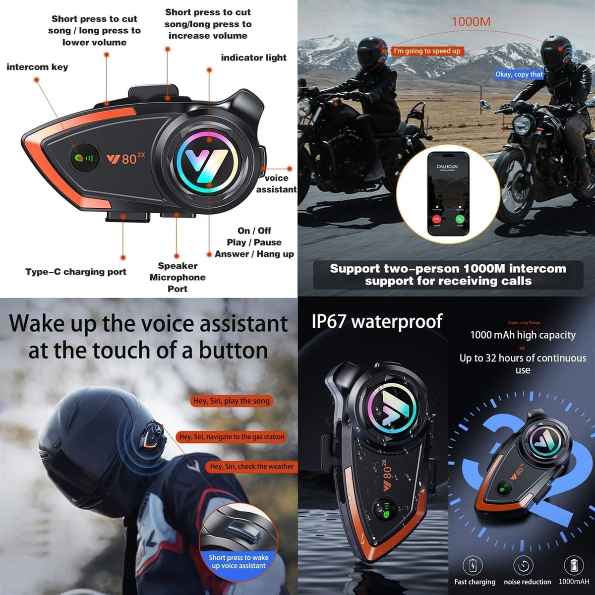 Bluetooth Modular Flip Up Full Face Motorcycle Helmet with Dual Visor Z7188