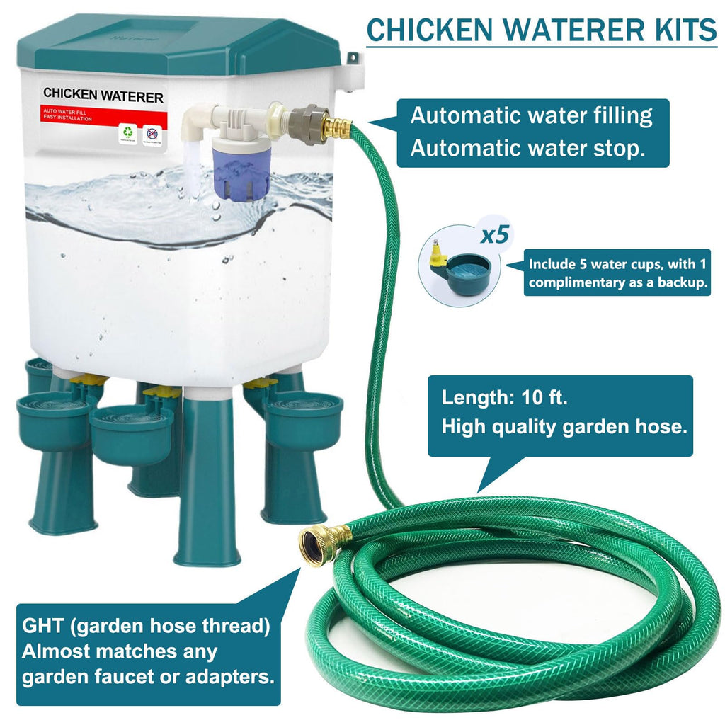 Automatic Chicken Waterer & No Waste Feeder Kits, 3 Gallon K982737