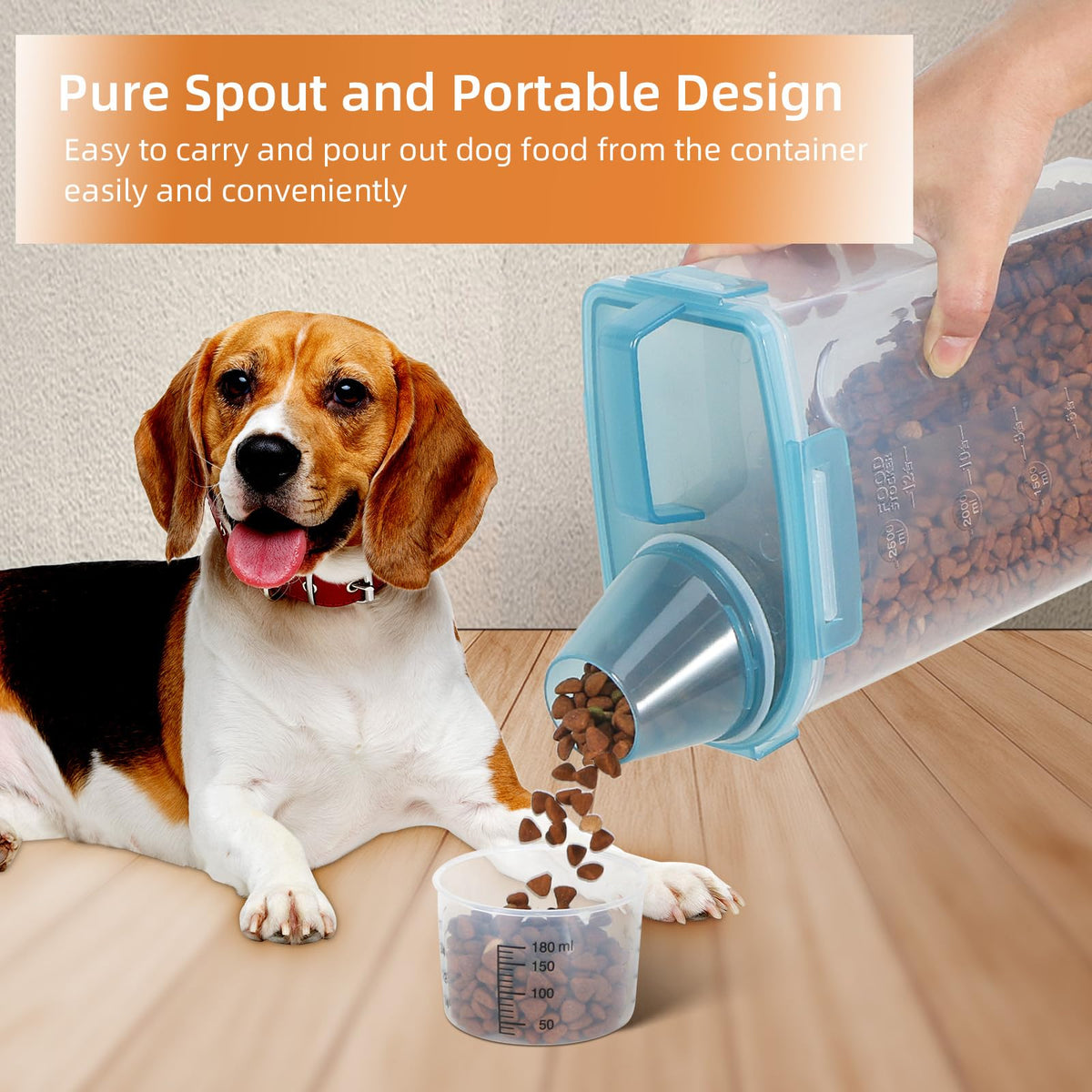 3-5Lbs/3Qt Plastic Pet Food Storage Container with Foldable Bowl A953