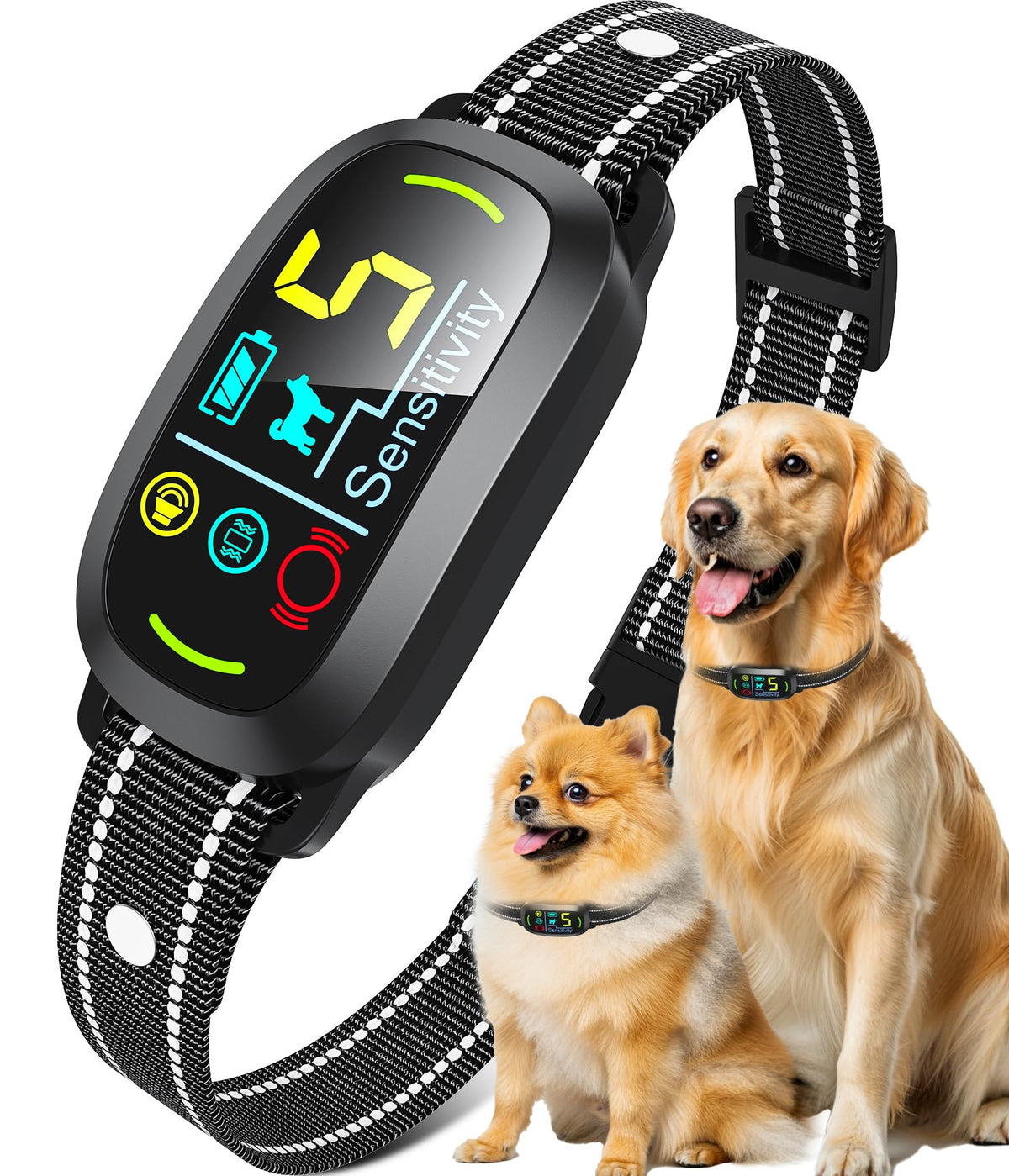 Black Dog Bark Collar with 5 Training Modes A756874