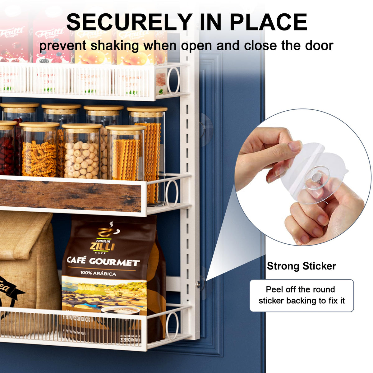 8 Tiers Pantry Door Organizer Spice Rack with Adjustable Baskets U9413
