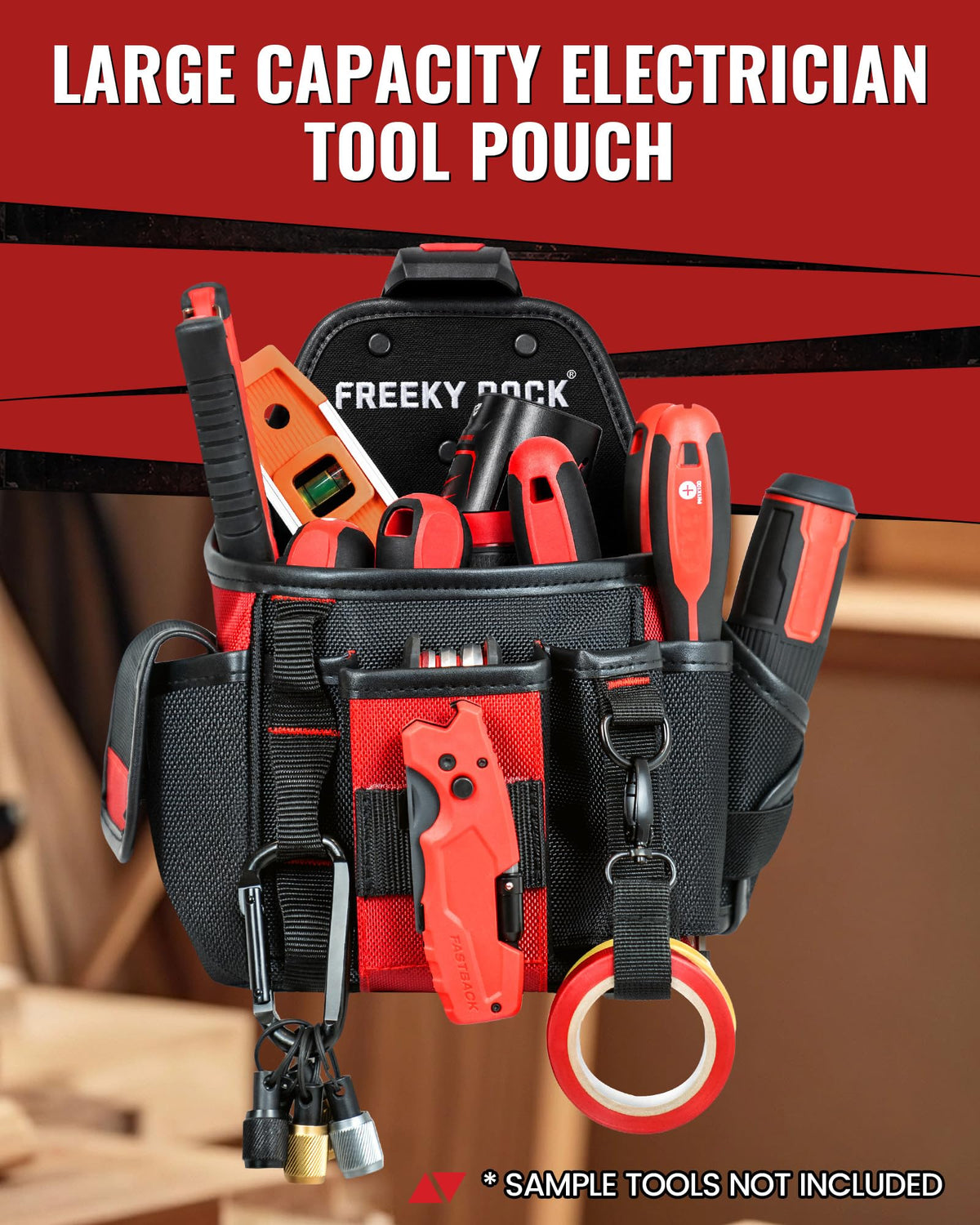 Heavy Duty Tool Belt with 2 Tool Pouches, Adjustable Work Belt N45212