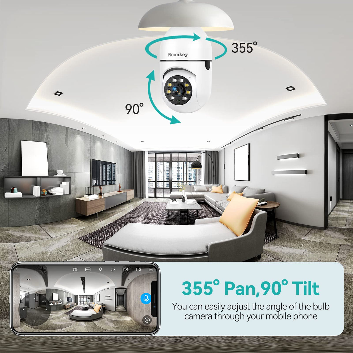 Light Bulb Security Camera 2K 3MP WiFi 360° Color Night Vision Two-Way Talk B51351