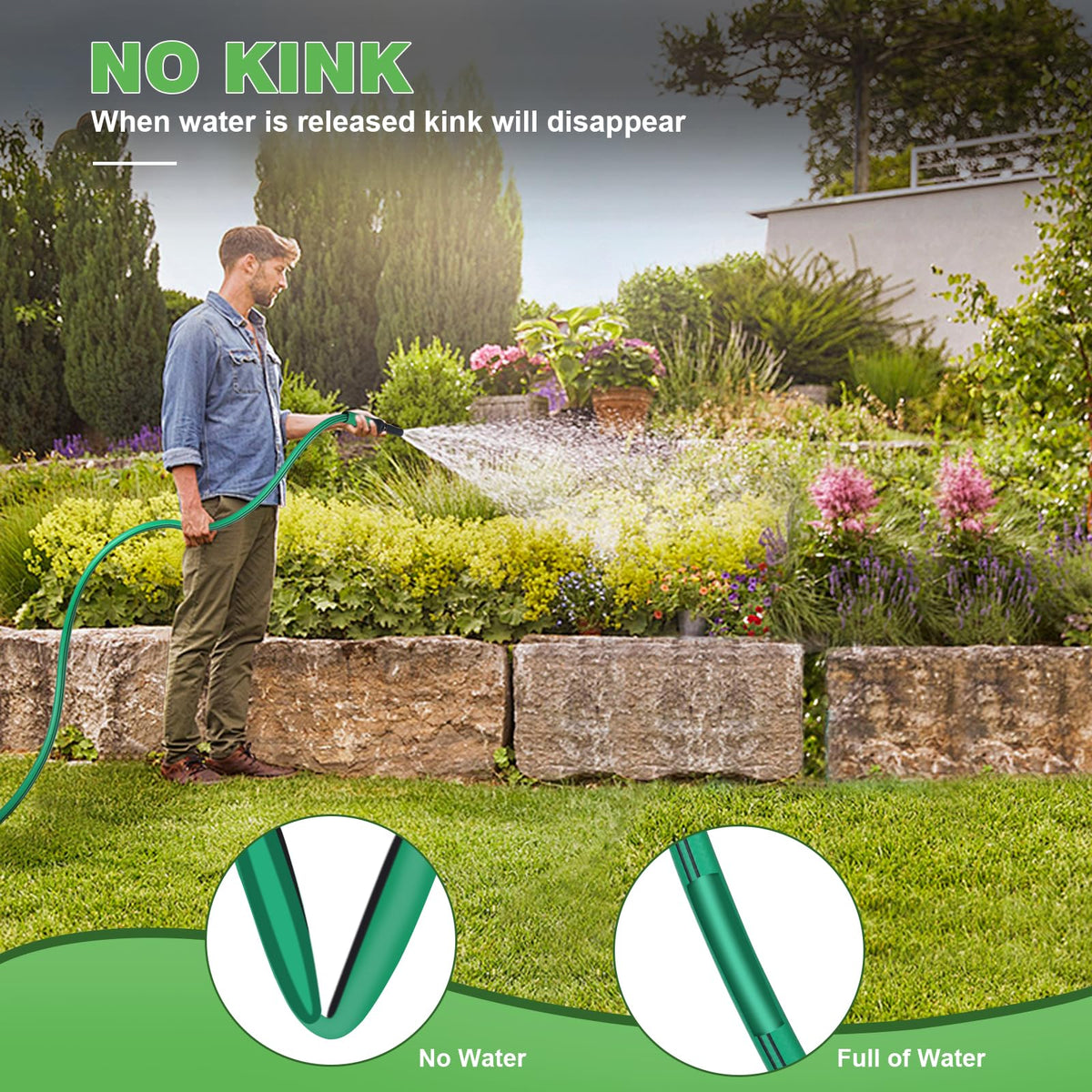 Heavy Duty 5/8 in x 100 FT Hybrid Rubber Garden Hose W113