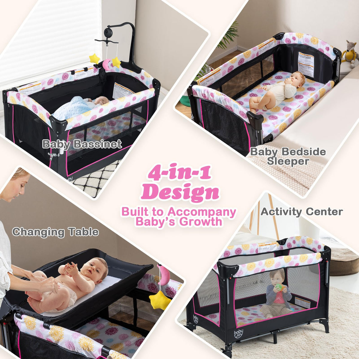 4 in 1 Pink Pack and Play X863235
