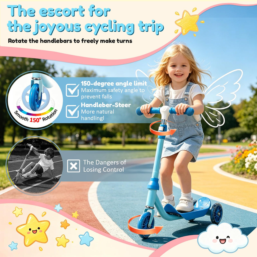 Three Wheel Scooter for Kids 2-5, Light Up Adjustable Height Kick Scooter A138522