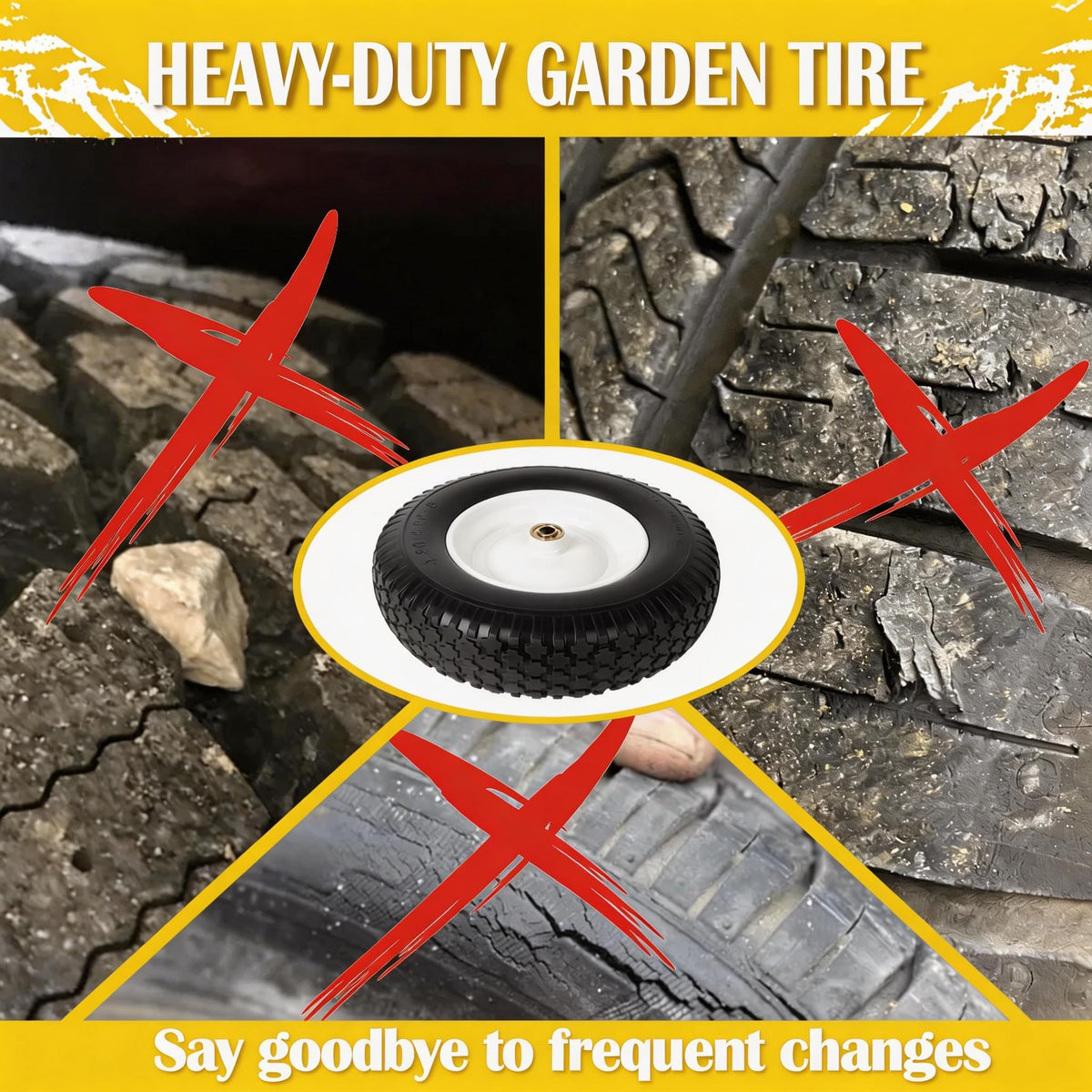 Flat Free Wheelbarrow Tire and Wheel 2 Pack Y365