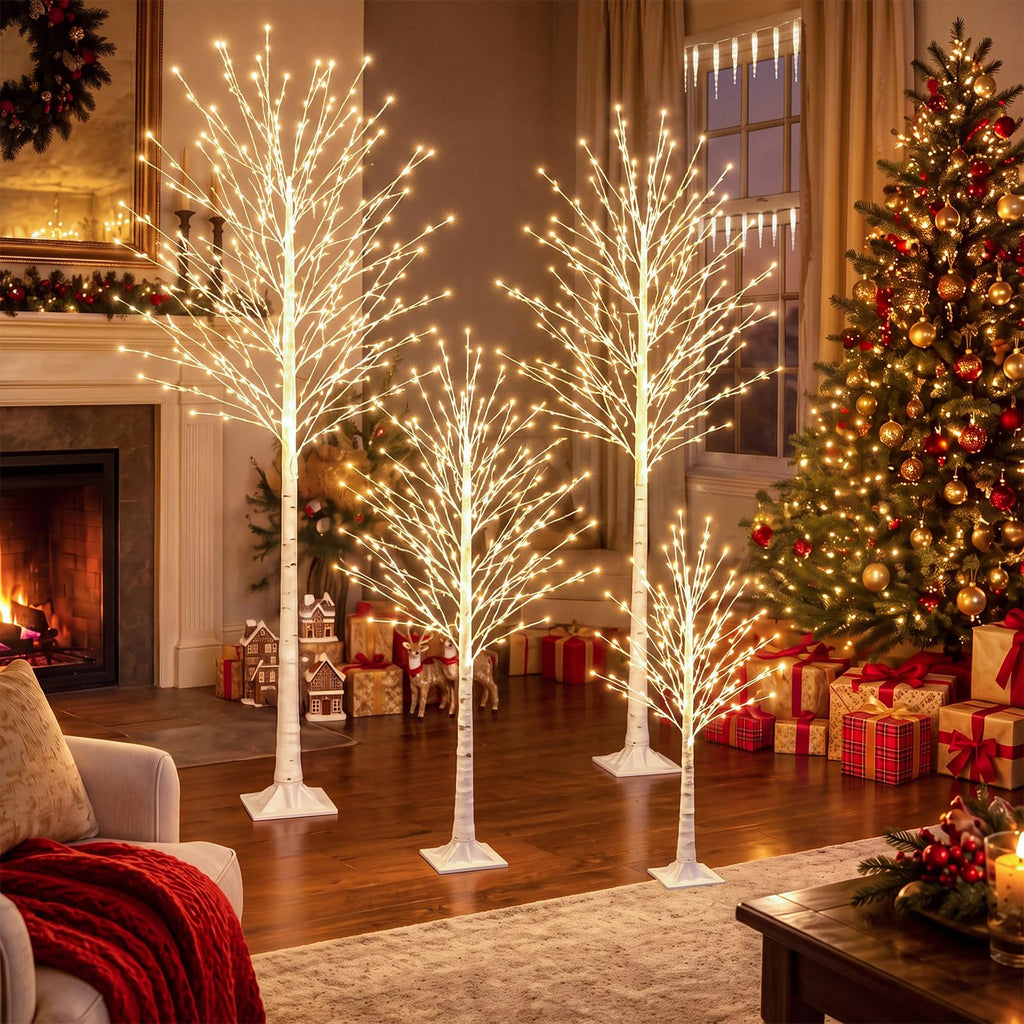 4 Pack Lighted Birch Tree B641