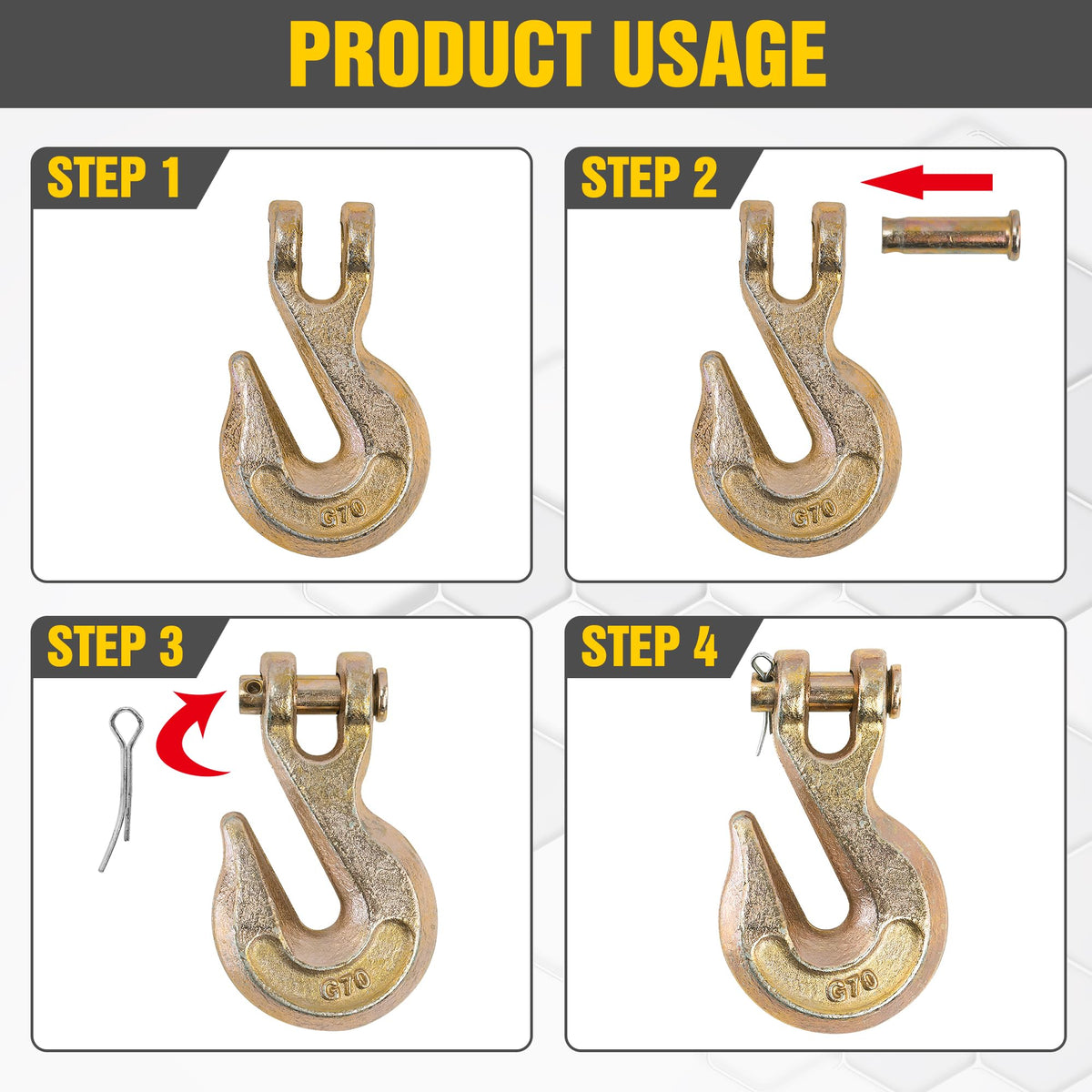 3/8" Clevis Grab Hooks 4 Pack Heavy Duty Chain Hook X6271