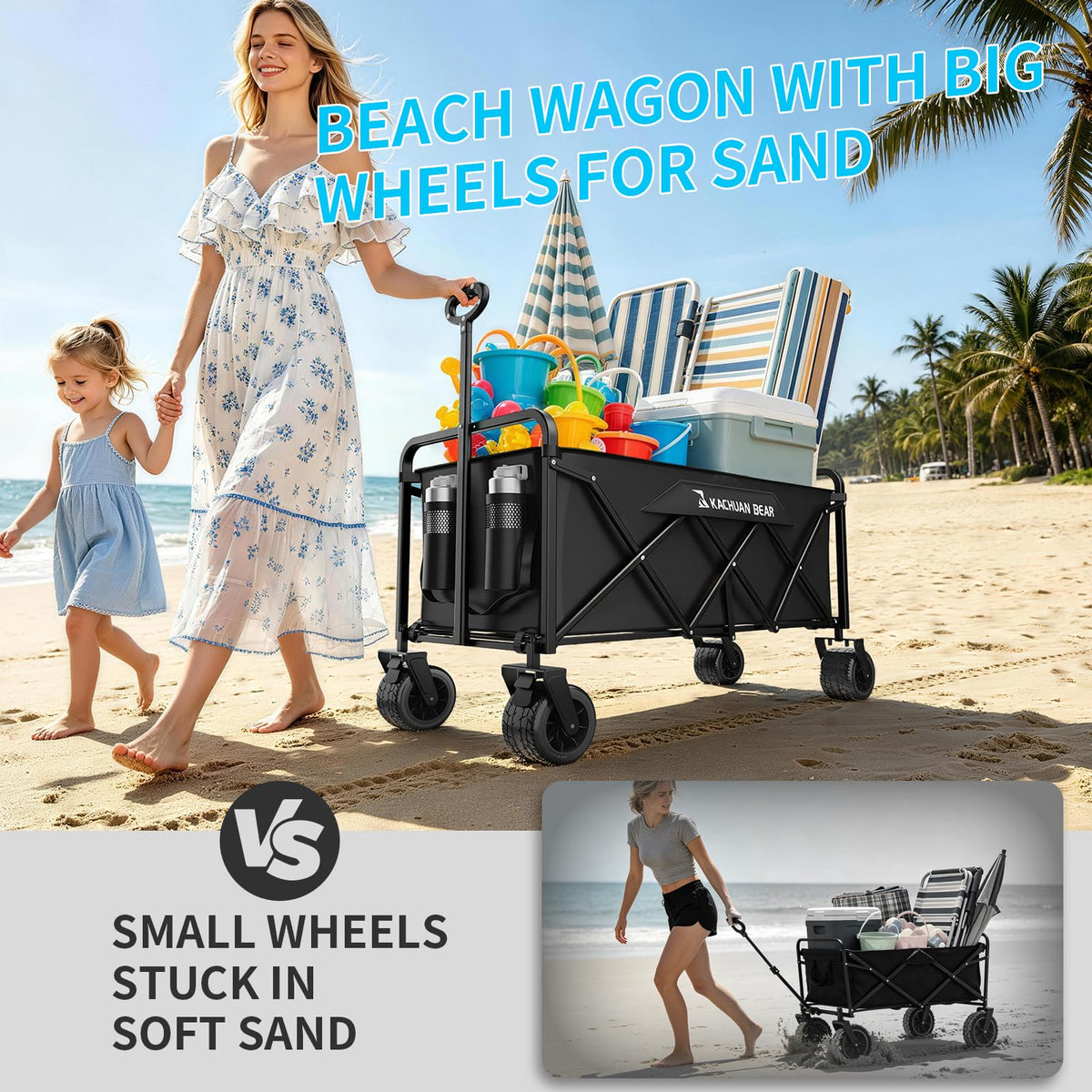 300L Foldable Collapsible Wagon Cart with All-Terrain Wheels N942